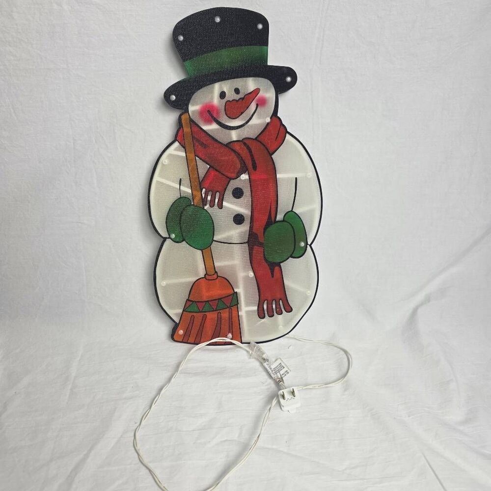 Vintage Light-Up Snowman Window Decoration 22”